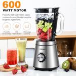 Ranbomer Blender,Blenders for Kitchen,Glass Blender for Shakes and Smoothies,crush ice,51 oz Glass Jar,Simple Speed Dial,6 Stainless Steel Blades, Ice Crusher with Speed Control, Silver.