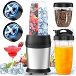 Colarlemo 12-Piece Smoothie Blender Maker 25,000 RPM Personal Blender for Ice Crushing Smoothies & Frozen Drinks Nuts with 23oz, 32oz, 37oz Portable Cups Two 6-Leaf Stainless Steel Blades, Silver