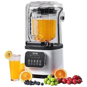 VEVOR Commercial Countertop Blenders with Shield,68 oz Jar Blender Combo, Stainless Steel 9 Speed & 5 Functions, for Shakes, Smoothies, Peree, and Crush Ice, White