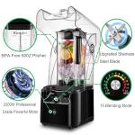 Commercial Blender for Smoothies With Quiet Shield, 2.5HP Motor, Stainless Steel Blade, 80oz Pitcher for Shakes, Smoothies, Ice Crushing, Frozen Drinks, 15 Speeds, Self-Cleaning, Black