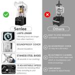 Commercial Blender for Smoothies With Quiet Shield, 2.5HP Motor, Stainless Steel Blade, 80oz Pitcher for Shakes, Smoothies, Ice Crushing, Frozen Drinks, 15 Speeds, Self-Cleaning, Black