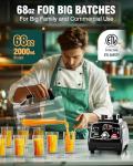 WantJoin Professional Blender, ETL listed 68oz Commercial Blender for kitchen Max 1800W High Power Home and Commercial with Timer, Smoothie Maker 2200ml for Crushing Ice, Frozen Dessert, Soup,fish
