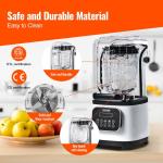 VEVOR Commercial Countertop Blenders with Shield,68 oz Jar Blender Combo, Stainless Steel 9 Speed & 5 Functions, for Shakes, Smoothies, Peree, and Crush Ice, White
