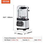 VEVOR Commercial Countertop Blenders with Shield,68 oz Jar Blender Combo, Stainless Steel 9 Speed & 5 Functions, for Shakes, Smoothies, Peree, and Crush Ice, White
