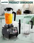 WantJoin Professional Blender, ETL listed 68oz Commercial Blender for kitchen Max 1800W High Power Home and Commercial with Timer, Smoothie Maker 2200ml for Crushing Ice, Frozen Dessert, Soup,fish