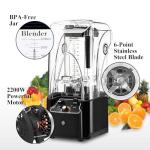 Commercial Blender for Smoothies 2200W With Soundproof Cover, 2200 ML, 15 Speeds, 6-leaves Stainless Steel Blade, Heavy Duty Blender for Restaurant, Smoothie, Ice Crush, Shakes, 9.5"D x 9"W x 19.7"H