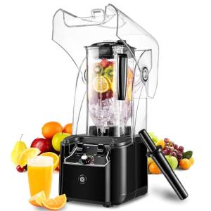 Commercial Blender for Smoothies 2200W, 80 Oz, 15 Speeds, 6-leaf Stainless Steel Blade, Heavy-Duty Commercial Blender for Restaurant, Smoothies, Ice Crush, Shakes, Self-Cleaning, Black