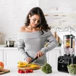 Commercial Blender for Smoothies 2200W With Soundproof Cover, 2200 ML, 15 Speeds, 6-leaves Stainless Steel Blade, Heavy Duty Blender for Restaurant, Smoothie, Ice Crush, Shakes, 9.5"D x 9"W x 19.7"H