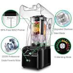 Commercial Blender for Smoothies 2200W, 80 Oz, 15 Speeds, 6-leaf Stainless Steel Blade, Heavy-Duty Commercial Blender for Restaurant, Smoothies, Ice Crush, Shakes, Self-Cleaning, Black
