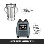 Waring Commercial CB15 Ultra Heavy Duty 3.75 HP Blender, Electric Touchpad Controls with Stainless Steel 1 Gallon Container, 120V, 5-15 Phase Plug,Black