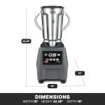 Waring Commercial CB15 Ultra Heavy Duty 3.75 HP Blender, Electric Touchpad Controls with Stainless Steel 1 Gallon Container, 120V, 5-15 Phase Plug,Black