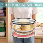 Aliceset 2 Pcs Oversized Clear Hat Boxes Storage Hard Plastic Zipper Case for Women, Holds up to 7 Caps Cowboy Hat Organizer for Closet, Wide Brims Case with Carrying Handles (Black)