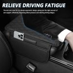 Upgraded Car Center Console Cover,Microfiber Leather Car Armrest Cover Cushion with 2 Storage Bags,Car Armrest Storage Box Car Interior Accessories for Most Vehicles (Black)