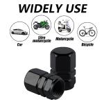 alpmosn Aluminum Tire Stem Valve Caps Wheel Valve Covers Car Dustproof Tire Cap Cover Accessories, Universal for SUV, Car, Bike and Motorcycle, Hexagon Shape (4PCS Black)
