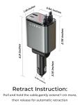LISEN Retractable Car Charger, 69W USB C Car Accessories Adapter for iPhone 16 USB C Charger Fast Charging, Toyota Tacoma Accessories, Travel Essentials Gifts for Women Men, for iPhone 16 Pro Max 15