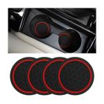 Mandark 4PCS Car Cup Holder Coasters, 2.75 Inch Non-Slip Insert Water Bottle Holder Pads, Dustproof Automotive Interior Accessories Mat, Universal for Vehicles, Trucks, RVs and More（Black/Red）