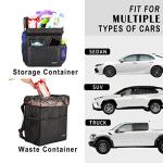 SIBOFUEGO Cute Car Trash Can with Lid – Multipurpose Collapsible Trash Bin for Car, Leak-Proof Organizer, Waterproof Garbage Can with Storage Pockets & Adjustable Straps, 2 Gallons (Black Leopard)