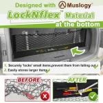 Muslogy Envelope Style Trunk Cargo Net Compatible with 2021-2025 Chevy Suburban&Tahoe, GMC Yukon&Yukon XL, Cadillac Escalade Accessories Upgraded Mesh Storage Luggage Net with Metal Hooks
