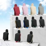 SINGARO Sunglasses Holder for Car, Leather Magnetic Buckle Sun Visor Sunglass Clip, Ticket Card Storage Glasses Clip, Car Interior Accessories for Men and Women（Black-red）