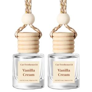 Car Air Freshener Hanging 2 Pack Vanilla Cream Air Freshener Diffuser for Cars, 45+ days Long-Lasting Fragrance, Air Fresheners Diffuser oil For Car,Car Air Freshener For Women Gift, Made in USA