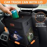 Vankor Car Trash Can Bin with Lid Hanging for Back Seat, Car Accessories for Women Men Leak Proof Automotive Garbage Cans Leakproof Vehicle Trash Can for Truck SUV Black
