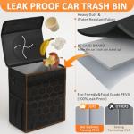 Vankor Car Trash Can Bin with Lid Hanging for Back Seat, Car Accessories for Women Men Leak Proof Automotive Garbage Cans Leakproof Vehicle Trash Can for Truck SUV Black