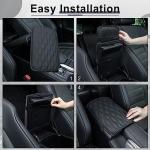Amiss Auto Center Console Pad, Universal Waterproof Armrest Seat Box Cover, Car Interior Accessories, Leather Auto Armrest Cover Protector for Most Vehicle, SUV, Truck (Black)