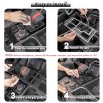JDMCAR Central Control Gear Shift Panel Trim Cover Compatible with 2022 2023 2024 2025 Toyota Tundra/Sequoia Accessories, Gear Shift Control Anti-Scratch Panel Decorative Sticker -Matte Black