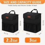 Vankor Car Trash Can Bin with Lid Hanging for Back Seat, Car Accessories for Women Men Leak Proof Automotive Garbage Cans Leakproof Vehicle Trash Can for Truck SUV Black