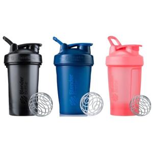 BlenderBottle Classic V2 Shaker Bottle Perfect for Protein Shakes and Pre Workout, 20-Ounce (3 Pack), Black, Navy, Pink