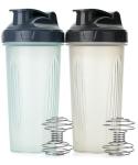 Mr. Pen- Shaker Bottles for Protein Mixes, 28 oz, 2 Pack, Clear, Protein Shaker Bottle with Wire Whisk Ball, Blender Bottle