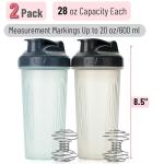 Mr. Pen- Shaker Bottles for Protein Mixes, 28 oz, 2 Pack, Clear, Protein Shaker Bottle with Wire Whisk Ball, Blender Bottle