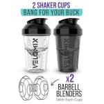VELOMIX -2 Pack- 20 oz Protein Shaker Bottles for Protein Mixes - 2x Wire Whisk | Leak Proof Shaker Cups for Protein Shakes and Pre Workout | Protein Shaker Bottle Pack