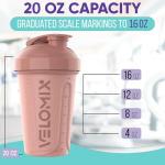 VELOMIX -6 PACK- 20 OZ Protein Shaker Bottles for Protein Mixes, Shaker Cups for Protein Shakes, Small Shaker Bottle Pack, Shaker Cup, Shakers for protein Shakes (Pastel Shades - 6 Pack)