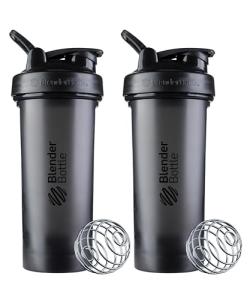 BlenderBottle Classic V2 Shaker Bottle Perfect for Protein Shakes and Pre Workout, 28-Ounce, Black, 2 Pack