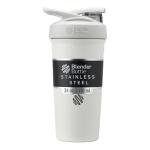 BlenderBottle Strada Shaker Cup Insulated Stainless Steel Water Bottle with Wire Whisk, 24-Ounce, White