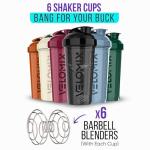 VELOMIX -6 PACK- 28 oz Protein Shaker Bottle for Protein Mixes - 6x Wire Whisk | Leak Proof Shaker Cups for Protein Shakes | Protein Shaker Bottle Pack | Protein Shake Cup (Earth Tones Collection)
