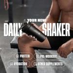BlenderBottle Strada Shaker Cup Insulated Stainless Steel Water Bottle with Wire Whisk, 24-Ounce, White