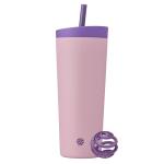 BlenderBottle 2-in-1 Insulated Stainless Steel Shaker Tumbler, Swig Leakproof Lid, Straw, BlenderBall, BPA Free, For Protein Shakes, Smoothies, And Pre Workout, 24 oz, Purple/Pink (Velvet Blush)