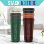 VELOMIX -6 PACK- 28 oz Protein Shaker Bottle for Protein Mixes - 6x Wire Whisk | Leak Proof Shaker Cups for Protein Shakes | Protein Shaker Bottle Pack | Protein Shake Cup (Earth Tones Collection)