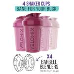VELOMIX -4 PACK- 20 OZ Protein Shaker Bottles for Protein Mixes, Shaker Cups for Protein Shakes, Small Shaker Bottle Pack, Shaker Cup, Shakers for protein Shakes (Berry Blend-4 Pack)