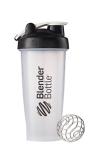 BlenderBottle Classic Shaker Bottle Perfect for Protein Shakes and Pre Workout, 28-Ounce, Clear/Black/White