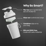Smartshake Lite 4-Pack Protein Shaker Bottle 400 ml | 13.5 oz - Leakproof Screw-on Lid - BPA Free – Unisex - Mist Grey, Army Green, Black, Navy Blue