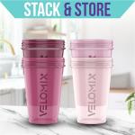VELOMIX -4 PACK- 20 OZ Protein Shaker Bottles for Protein Mixes, Shaker Cups for Protein Shakes, Small Shaker Bottle Pack, Shaker Cup, Shakers for protein Shakes (Berry Blend-4 Pack)