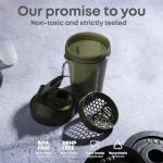 Smartshake Lite 4-Pack Protein Shaker Bottle 400 ml | 13.5 oz - Leakproof Screw-on Lid - BPA Free – Unisex - Mist Grey, Army Green, Black, Navy Blue