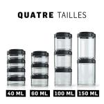 BlenderBottle GoStak Twist n' Lock Storage Jars, 40cc 4-Pak, Black