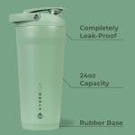 HydroJug 24 oz New Stainless Steel Shaker – Insulated, Leakproof, BPA-Free with Silent Mixing Grate – No Clumps, No Noise – Premium Shaker for Fitness, Sports & Everyday Use, Sage