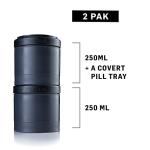 BlenderBottle ProStak Twist n' Lock Storage Jars Expansion 2-Pak with Pill Tray, All Black