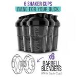 VELOMIX -6 PACK- Shaker Cups for Protein Shakes 20 oz - 6x Wire Whisk | Leak Proof Protein Shaker Bottle for Protein Shakes, Shaker Bottle Pack for Pre & Post Workout, Shaker Cup (ALL IN BLACK)