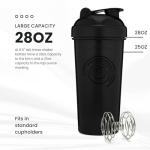 GOMOYO 4-Pack - 28 Ounce Protein Shaker Bottle for Mixes, 4xWire Whisk, Leak Proof Bulk Supplement Mixes and Pre-Workout Shaker Cups, Dishwasher Safe & BPA Free, Black & White